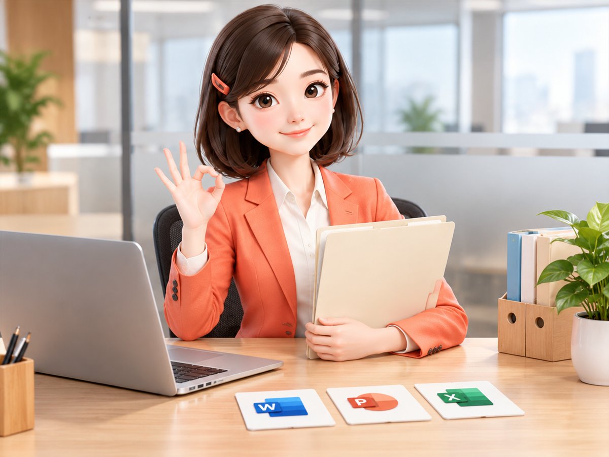 吴小简坐在工位上整理本机办公文件